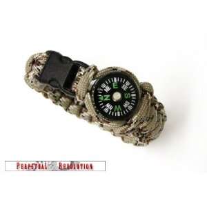  Paracord Survival Bracelet With 20mm Compass, Desert Camo 