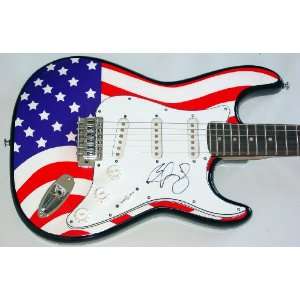 Brad Paisley Autographed Signed USA Flag Guitar & Proof