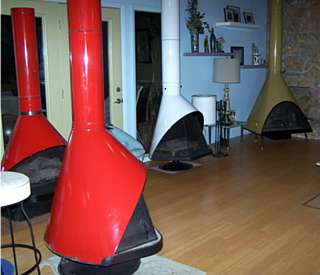   Century Modern CHERRY RED Enameled PREWAY Freestanding Cone Fireplace