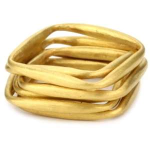  Kevia Brushed Gold Square Stacking Ring Set, Size 7 