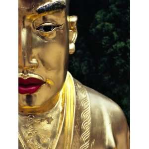 Face of Golden Buddha Statue   One Among Many at Ten Thousand Buddhas 