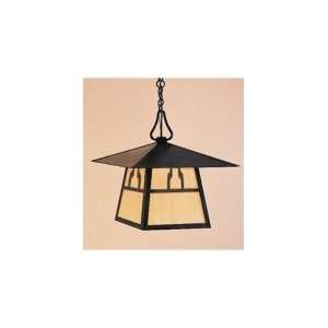   Light Outdoor Hanging Lantern in Mission Brown with Rain Mist glass