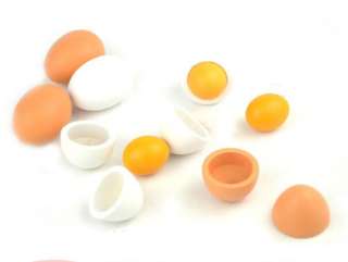  Wooden Eggs Yolk Pretend Play Kitchen Food Cooking Children Kid Toy 