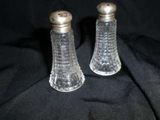 Vintage Sterling Silver Top Petite Salt and Pepper Shakers  