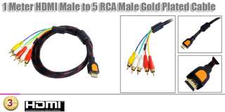 1M Gold Plated HDMI to 5 RCA Composite Phono A/V Cable Lead For PC HD 
