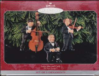 1998 Hallmark Larry Moe Curly The Three Stooges Set Ornament NIB Dated