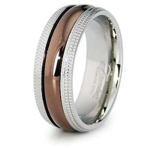   Tone Brown Stainless Steel Milgrain Wedding Band Ring sz 12 Jewelry