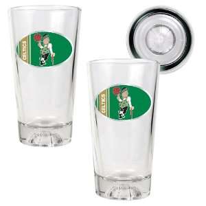  Boston Celtics 2pc Pint Ale Glass Set with Basketball 