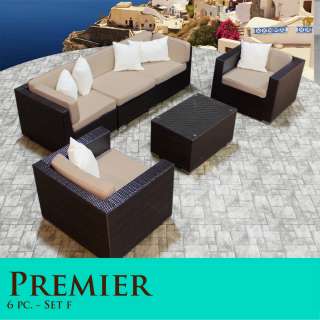 Lovely Premier 6 Piece Outdoor Wicker Furniture Sand Patio Set 06F 