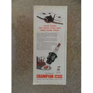  Champion Spark Plugs,Vintage 40s print ad (airplanes 