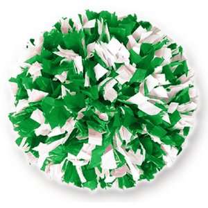  2 Color Mix Wet Look Cheerleaders Poms KELLY GREEN/WHITE 3 