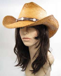 COWBOY Western Shapeable STRAW Natural Fiber UNISEX Hat  