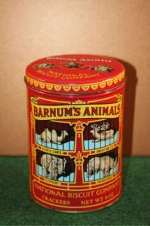 BARNUMS ANIMALS CRACKERS~National Biscuit Co~ Round Metal Container 