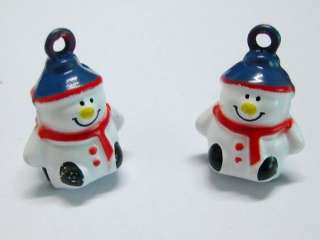 10pcs Snowman Jingle Bells Charms Pendants  