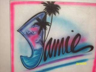 Airbrush name design T shirt personalized airbrushed  