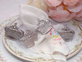 Shabby Cottage Chic French Crown Napkin Rings Set of 4  