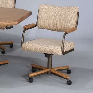  Chromcraft Core Tilt Swivel Chair with Wheat Walker Fabric 