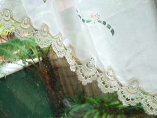 Pink Rose Embroidery Lace Sheer Curtain Swag 150x90cm  