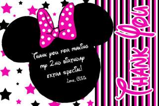 Custom Pink Stars Mickey & Minnie Mouse Thank You Cards  
