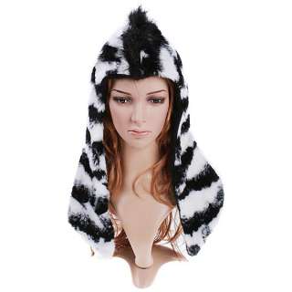Multifunctional Cartoon Animal Zebra Plush Soft Warm Cap Hat Earmuff 
