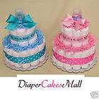 SHOWER GIFT   PINK or BLUE DIAPER CAKE  2 Tiers items in Diaper Cakes 