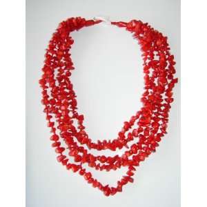  Coral Chips Cascade Necklace 