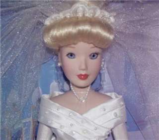 Disney Princess Bridal CINDERELLA Brass Key Porcelain Doll Bride RARE 