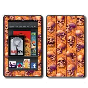  Kindle Fire Skins Kit   Sick Skulls Crazy Airbrushed Orange 