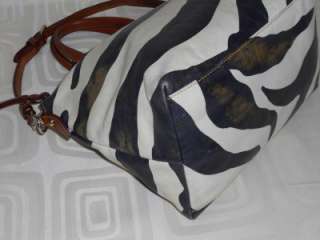 Dooney And Bourke Zebra Satchel Genuine Vacchetta Leather Handbag 