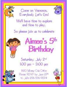 Dora the Explorer Birthday Invitations ~ Style #1  