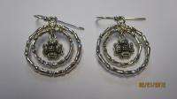 Sterling Silver Barse Dangling Flower Earrings Double Hoop  