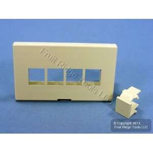 Leviton Ivory Quickport 4 Port Cubicle Wallplate Data Faceplate Fits 