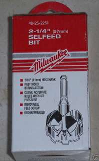 Milwaukee Selfeed Drill Bit Hole Saw 2 1/4 35mm 48 25 2251 7/16 
