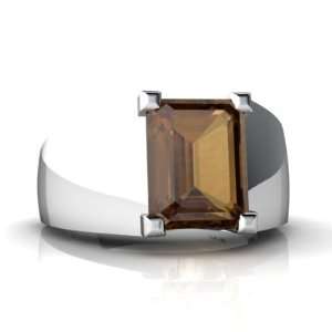   Emerald cut Genuine Smoky Quartz Mens Mens Ring Size 11.5 Jewelry