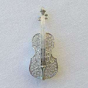    Platinum Plated Swarovski Crystal Violin Design Brooch/Pin Jewelry
