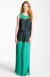 BCBGMAXAZRIA Pleated Colorblock Chiffon Maxi Dress $378.00