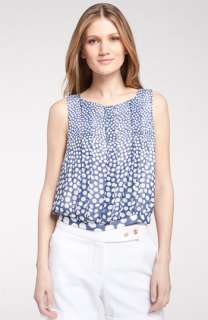 Trina Turk Kaspie Pleated Polka Dot Blouson Top  