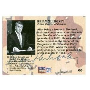  Brian Mulroney Autographed Trading Card Canada Sports 