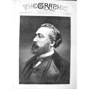  1877 Antique Portrait Leon Gambetta French Politician 