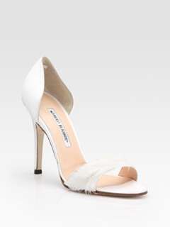 Manolo Blahnik   DOrsay Satin and Feather Pumps