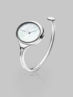 Georg Jensen   Stainless Steel & Mother of Pearl Bangle Watch