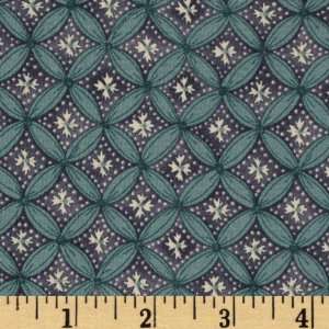  44 Wide Mollys Meadow Flower Grid Light Teal Fabric By The Yard 