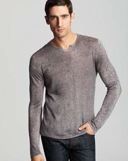 John Varvatos Sprayed Split Crew Neck Sweater   Sweaters   Apparel 