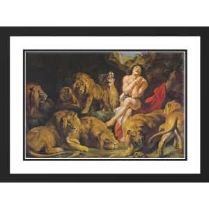 Rubens, Peter Paul 38x28 Framed and Double Matted Daniel in the Lions 