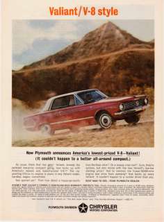 1964 red/white Valiant/V 8 Style Photo vintage print ad  