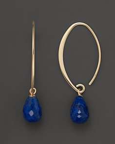 14K Yellow Gold Simple Sweep Earrings with Lapis