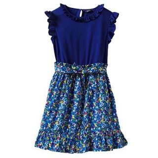 Chaps Floral Flutter Sleeve Knit Dress   Girls 7 16