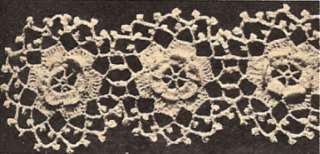 Vintage Irish Rose Motif Crochet Edging Flower Pattern  