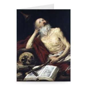 St. Jerome, 1643 (oil on canvas) by Antonio   Greeting Card (Pack of 