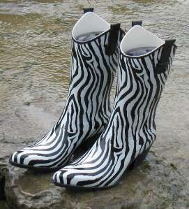 Womens Western Cowboy Zebra Stripe Rain Boots Size 6 RZ  